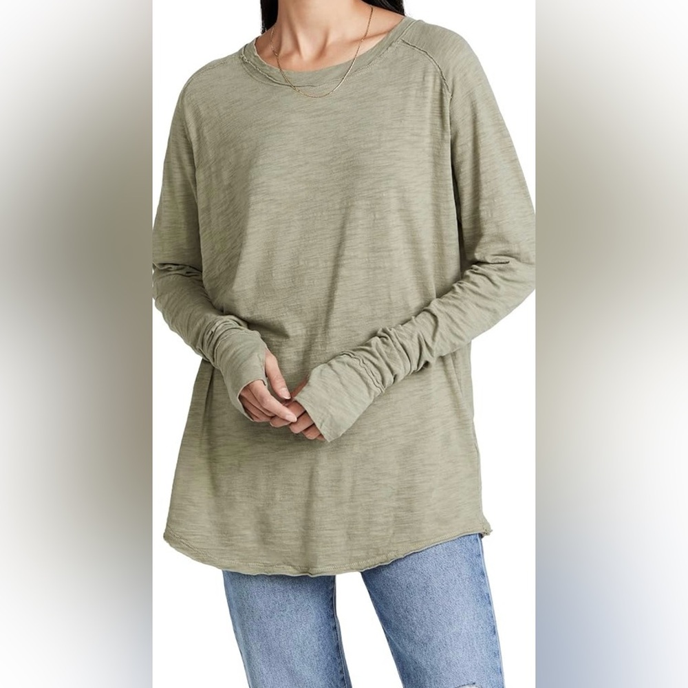 Free People Arden Tee Washed Army Size Small